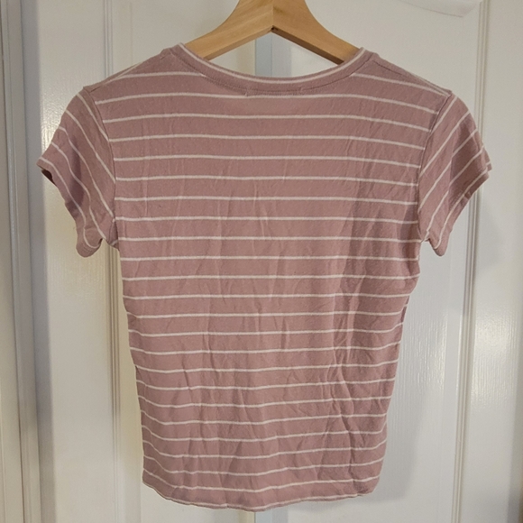 Brandy Melville Pink Stripe Tee Shirt Small - Picture 3 of 3